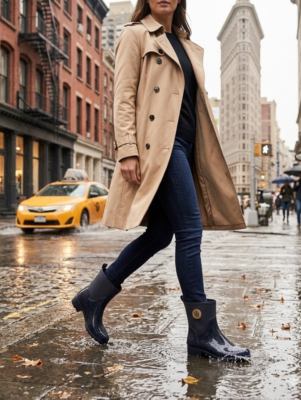 Tommy Hilfiger Navy Gloss Rain Ankle Boot